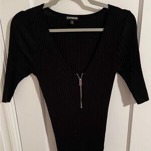 Express Black Ribbed Women's Top